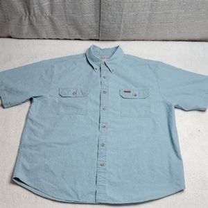 Carhartt Denim Shirt Size XL S118CBL Blue Short Sleeve Flap Pocket Chambray